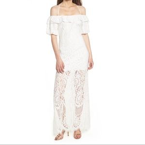WAYF, Tasha Off the Shoulder Halter Maxi Dress